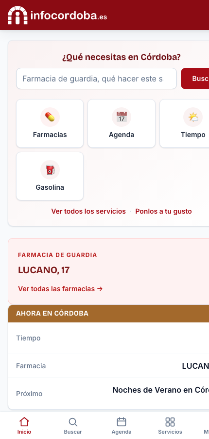 La portada de InfoCórdoba en un móvil