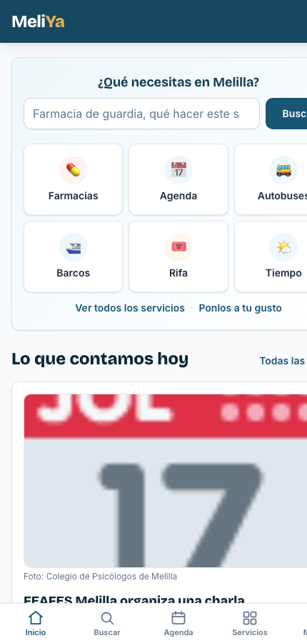 La portada de MeliYa en un móvil
